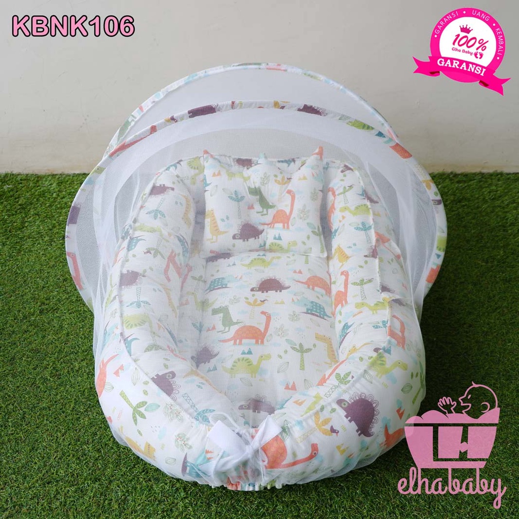 Elha baby grosir kasur tempat tidur bayi kelambu lipat karakter motif nest perahu bantal crown kado