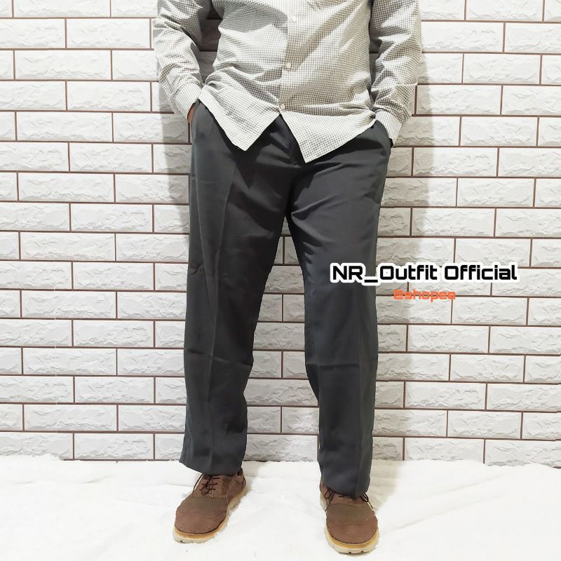 Celana Reguler Kantor Pria Kerja Formal Big Size Hitam Abu Cream Coklat Tua 27-38 NR_Outfit Official COD