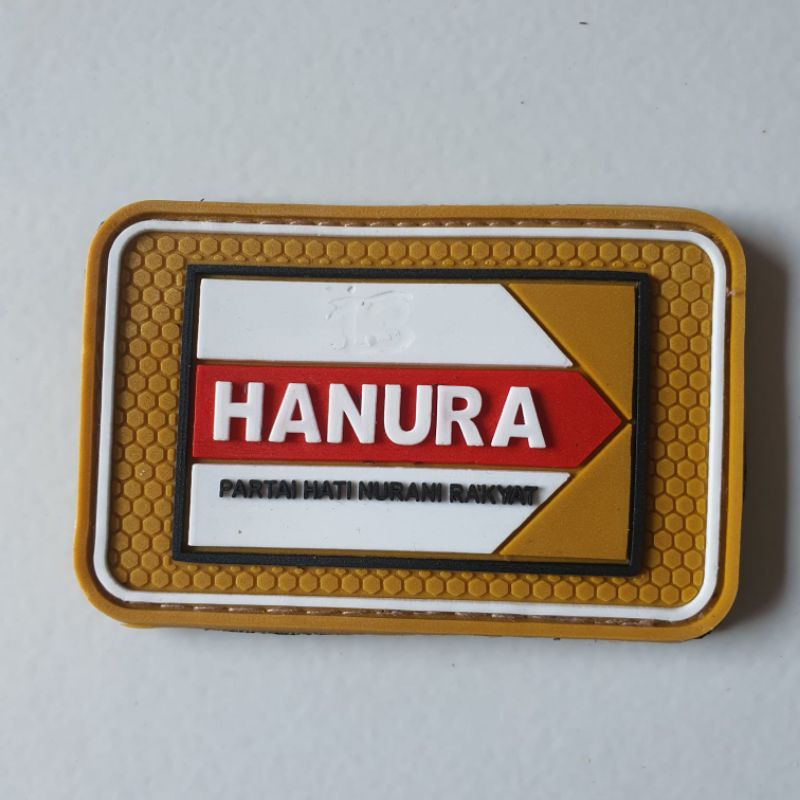 patch rubber logo partai hanura/hati nurani rakyat/tempelan emblem karet velcro