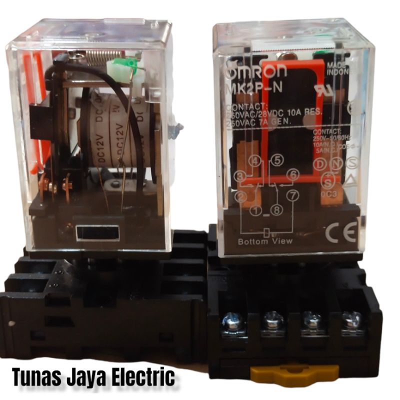 Relay type MK2P 220V/24V/12V + Socket 8 kaki