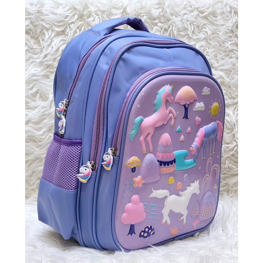 Ransel Sekolah TK SD Kuda Unicorn Timbul Glossy Backpack Horse