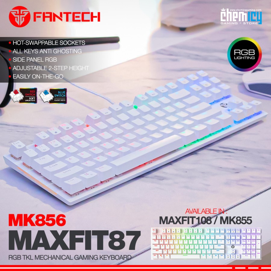 Fantech MAXFIT87 / MK856 White RGB Hotswap Mechanical Gaming Keyboard