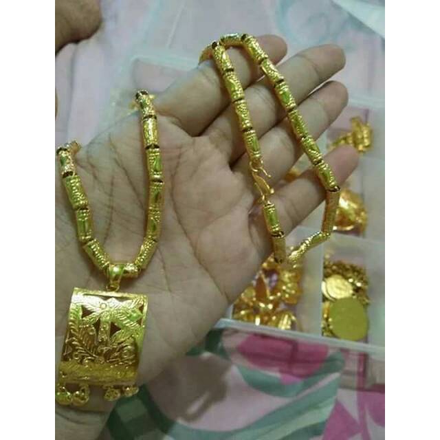 KALUNG MOTIF BAMBU LOVE 5SK [LAPIS EMAS 24K]