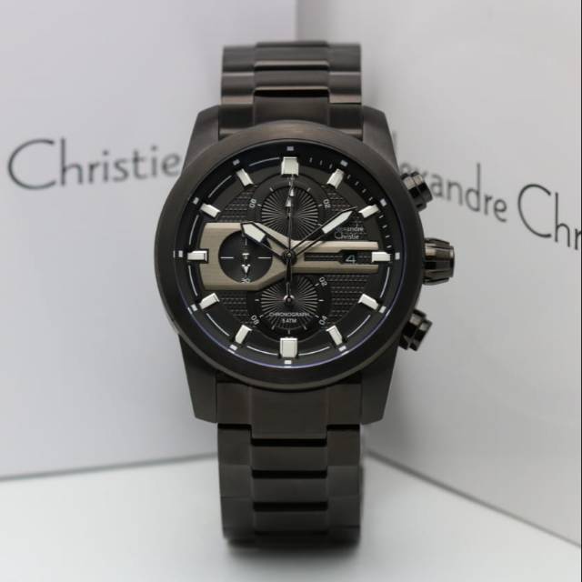 VERSI NEW JAM TANGAN PRIA ALEXANDRE CRHISTIE AC 6270 FULL BLACK ORIGINAL GARANSI RESMI 1 TAHUN