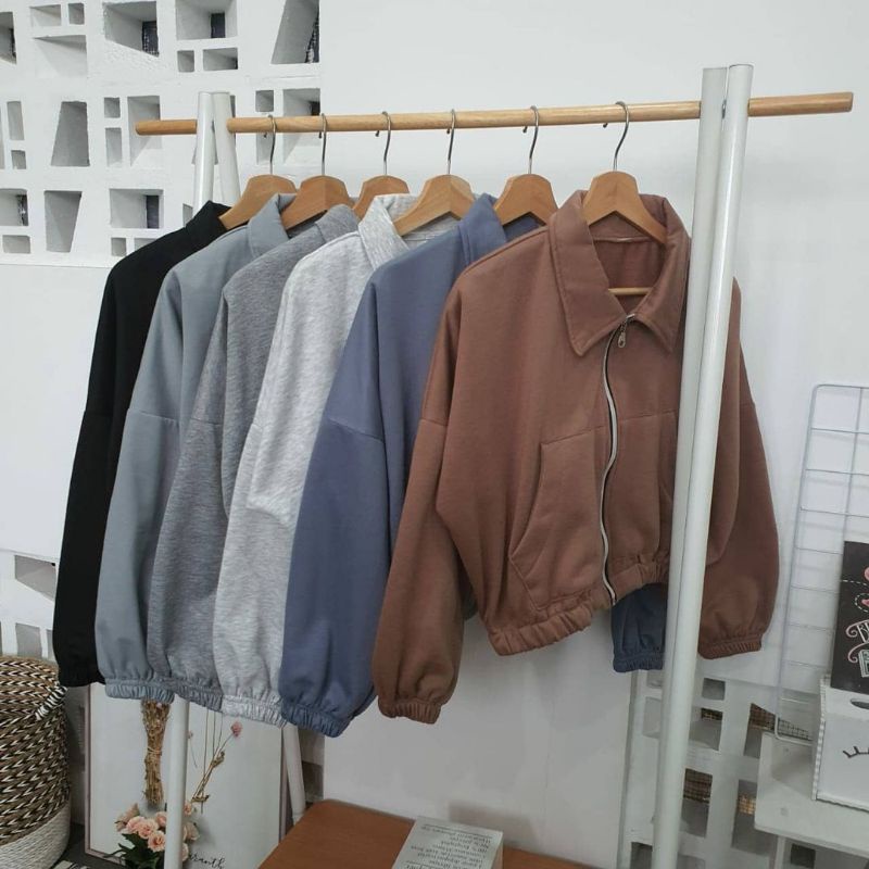 Jaket Wanita Vada Collar Crope Korean Style | Jaket Sweater Vada Collar Crope Outerwear Pakaian Wanita Vada Colar Jaket