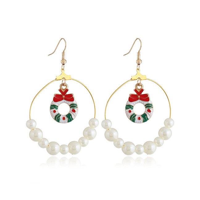 LRC Anting Gantung Fashion Color Snowman Elk Earrings D22059