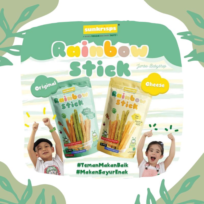 

SNACK RAINBOW STICK SUNKRISPS RASA ORIGINAL DAN KEJU 50 gr MAKANAN RINGAN CEMILAN BAYI