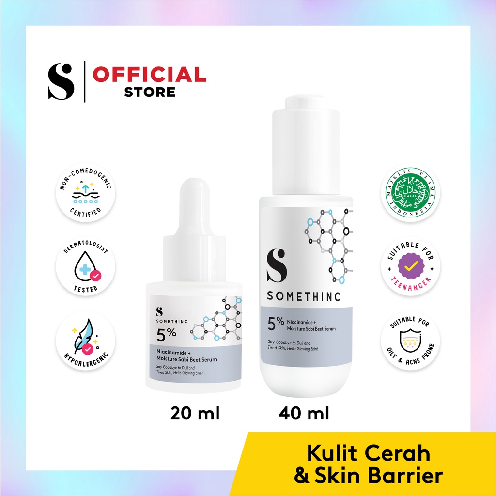 Mencerahkan Kulit Pemulihan Jerawat Bekasnya SOMETHINC 5% Niacinamide + Moisture Sabi Beet Serum