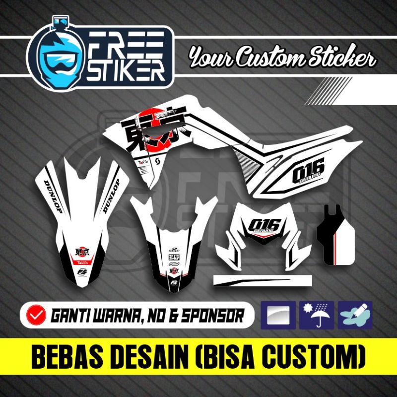 DECAL CRF MERAH PUTIH HITAM CRF 150 RED SUPERMOTO CUSTOM BISA REQUEST COD