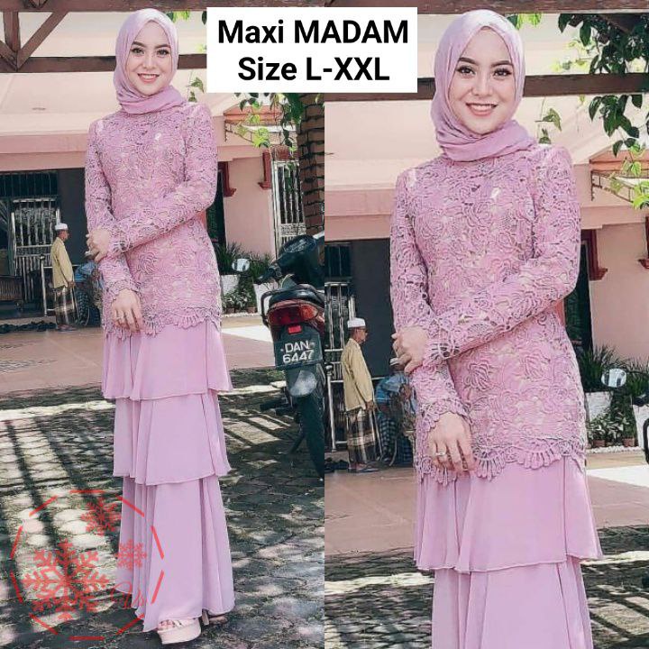 MX MADAM GAMIS BRUKAT FASHION WANITA / 3ukuran / pakaian muslim pesta terlaris terbaru