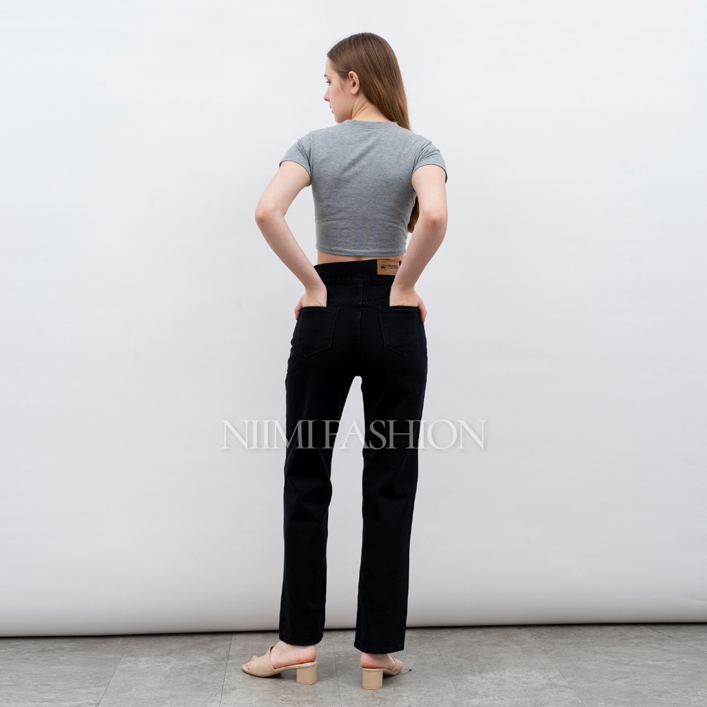 NIMI - Belicia Jeans Mom Celana Jeans Highwaist Loose Jeans Celana Jeans Wanita Korea