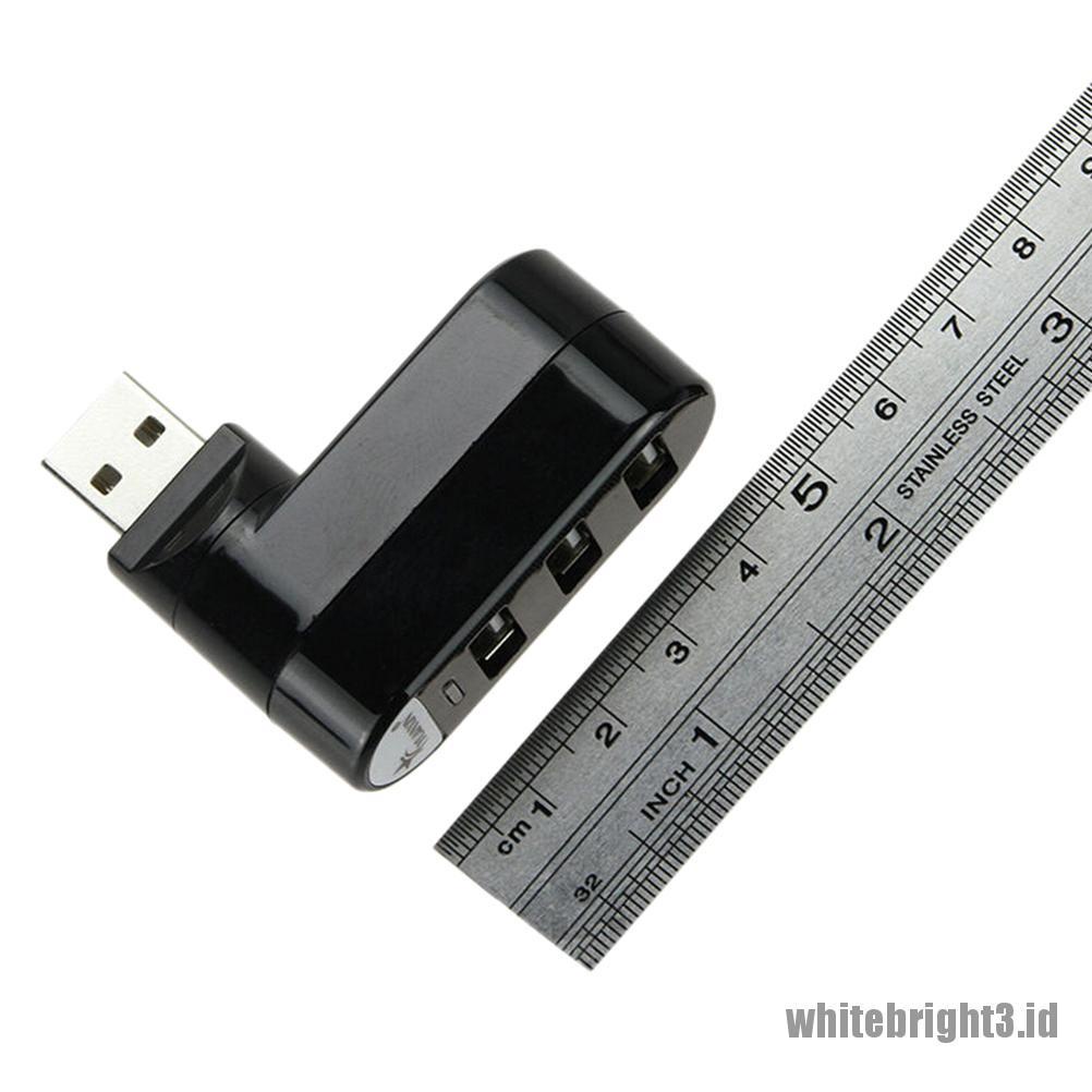 &lt; White3 &gt; Hub Adapter Splitter 3 Port USB 2.0 Rotasi Untuk PC Laptop Notebook