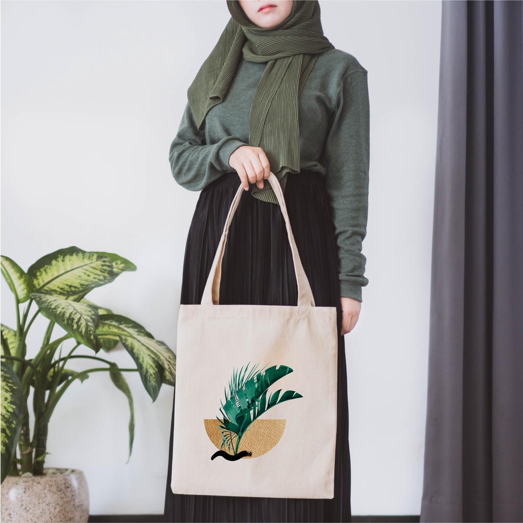 Sevine Tote Bag  Kanvas Tas Fashion Totebag Wanita DTF Printing Tropical Aesthetic Series - KVT 2