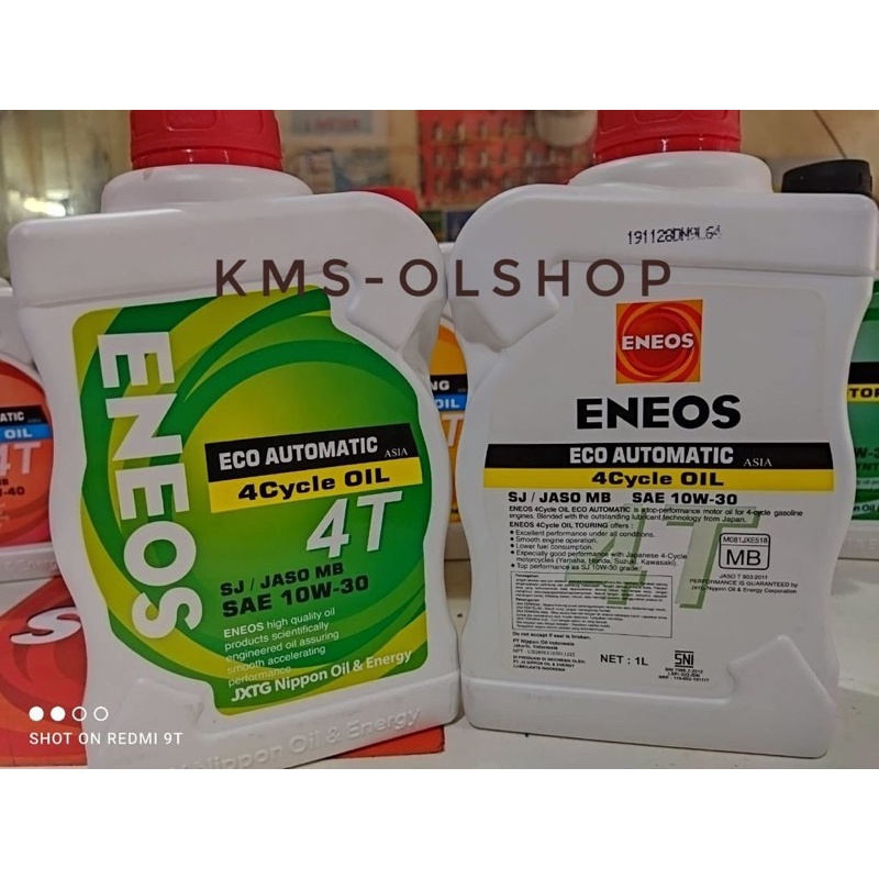 Oli Eneos Eco Auto Matic 4Cycle Oil 4T SAE 10W-30 1 Liter Pelumas Mesin Scooter SJ/JASO MB 1000 ml