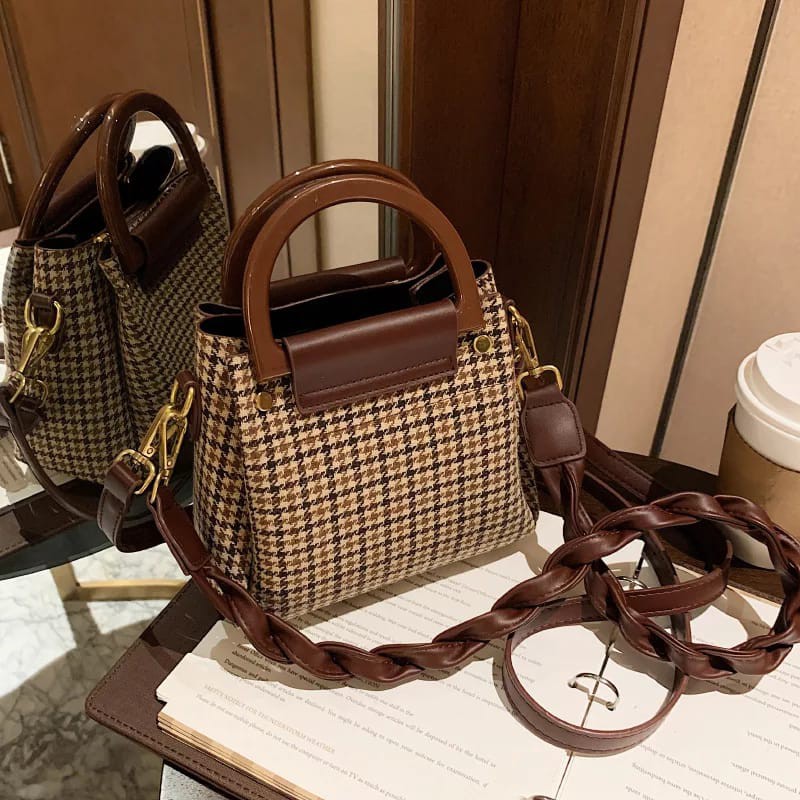 L5456 Tas Tangan Handbag Wanita 2IN1 Tali Selempang Kepang Tas Kain Slingbag Fashion Pouch Bag Mater