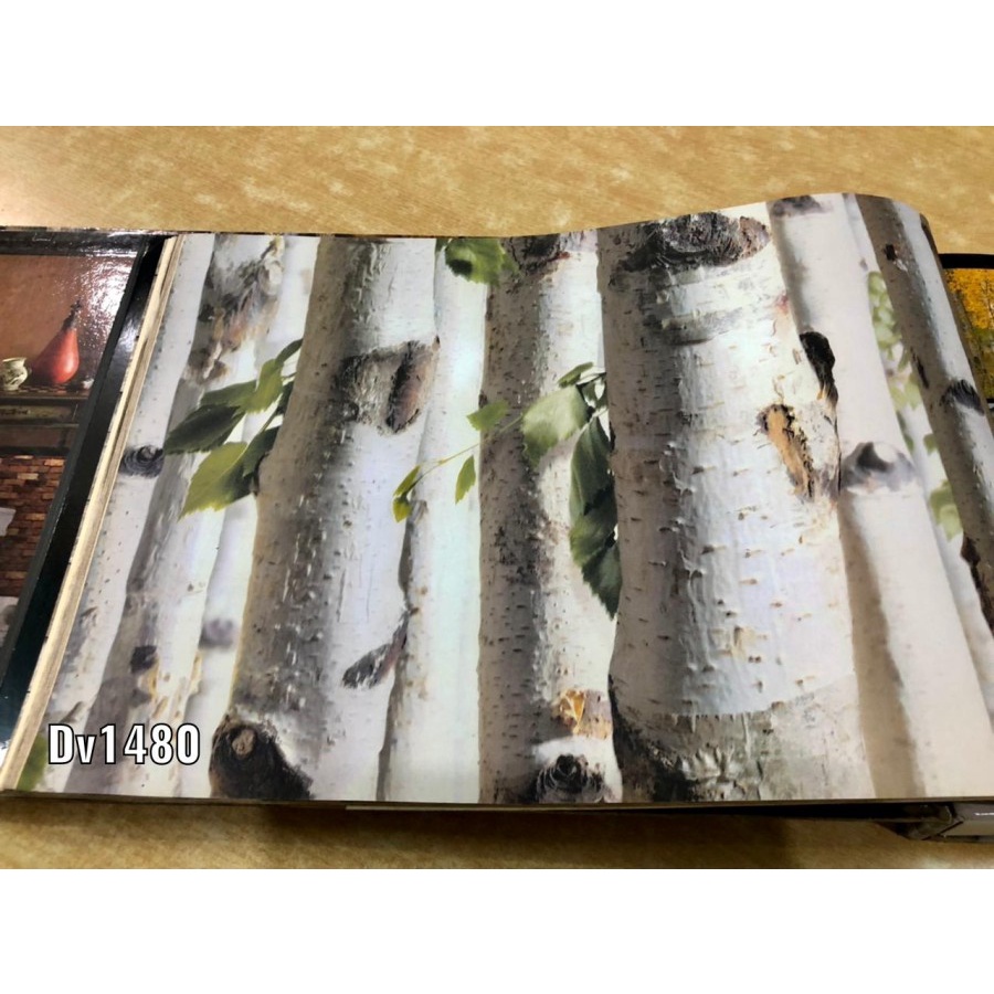 WALLPAPER DINDING MOTIF POHON 3D NATURAL DAUN ROCK