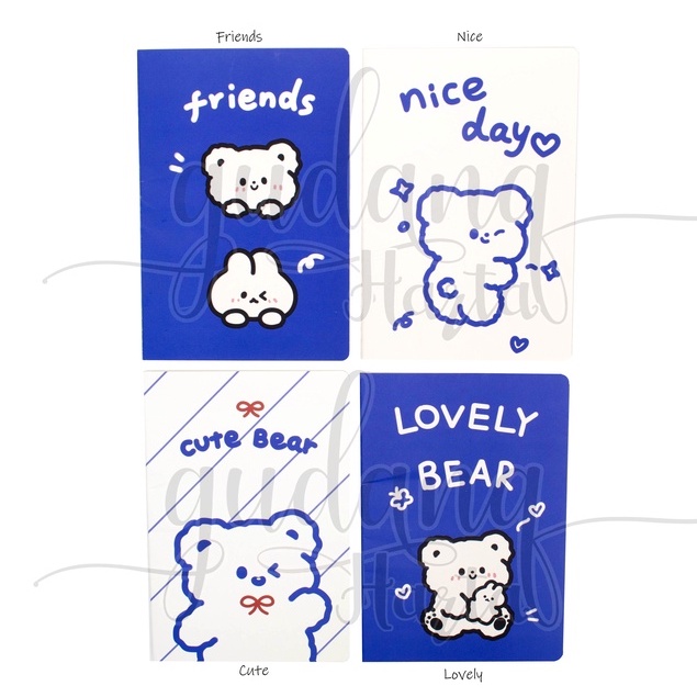 Notebook A5 Blue White Bear Buku Tulkis Motif Beruang Biru Putih GH 308627