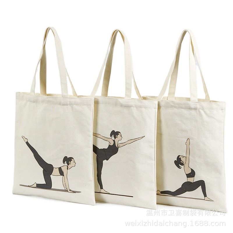 Tas canvas motif yoga / Tas belanja wanita / Tas belanja kain