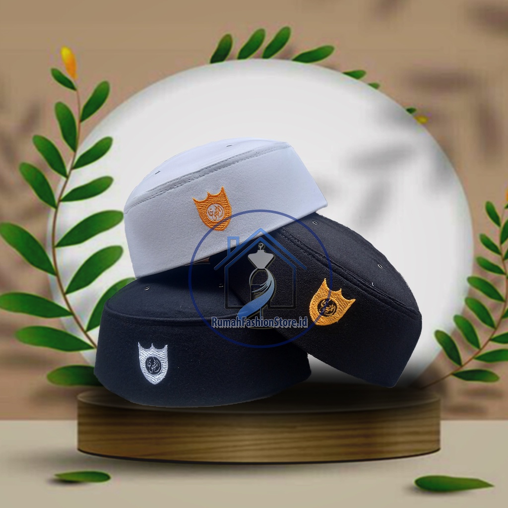 peci kopiah uje/peci malaysia/ kopiah malaysia songkok hitam warna motif bordir putih