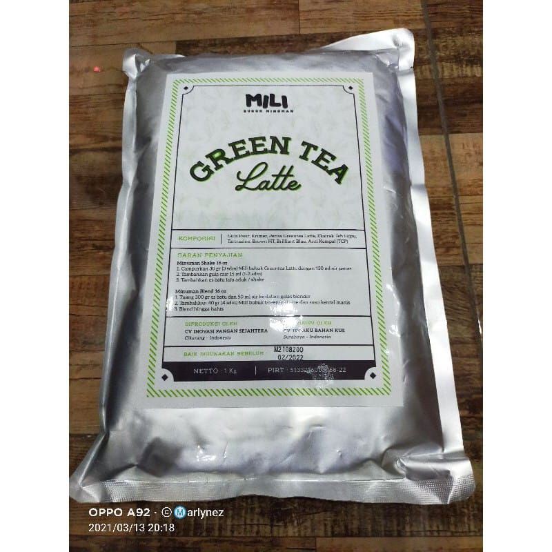 Bubuk minuman mili green tea latte