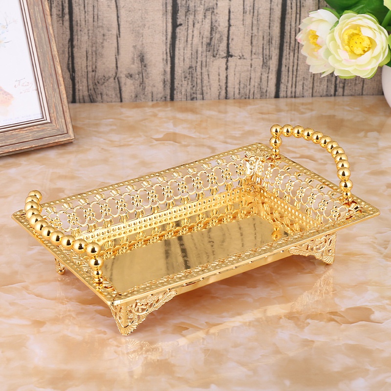 Golden Fruit Tray 35x22cm/32x22cm - Nampan buah Mewah Emas Dekorasi Penyimpanan