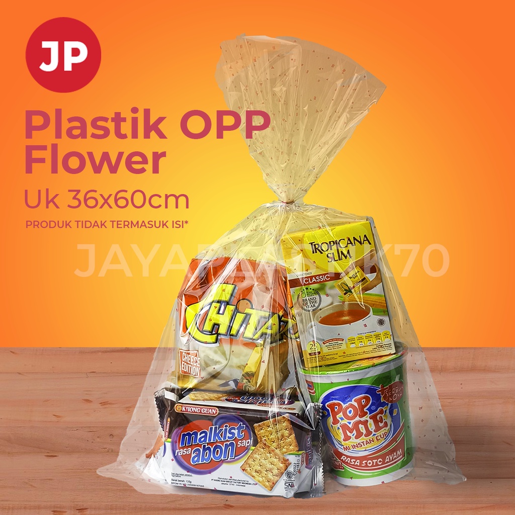 Plastik ultah / plastik souvenir Opp pembungkus makanan uk: 36 x 60 isi 12 + Kawat Pita