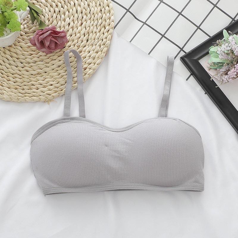 COD/bh/Bra Wanita Tanpa Kawat Bahan Halus Pakaian Dalam bralette Push Up Elastis Sexy dengan Busa-bra-6 grey