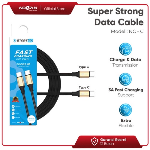 KABEL TIPE C TO C 1M NYLON ADVAN CAB 0012 START GO QUALITY PREMIUM