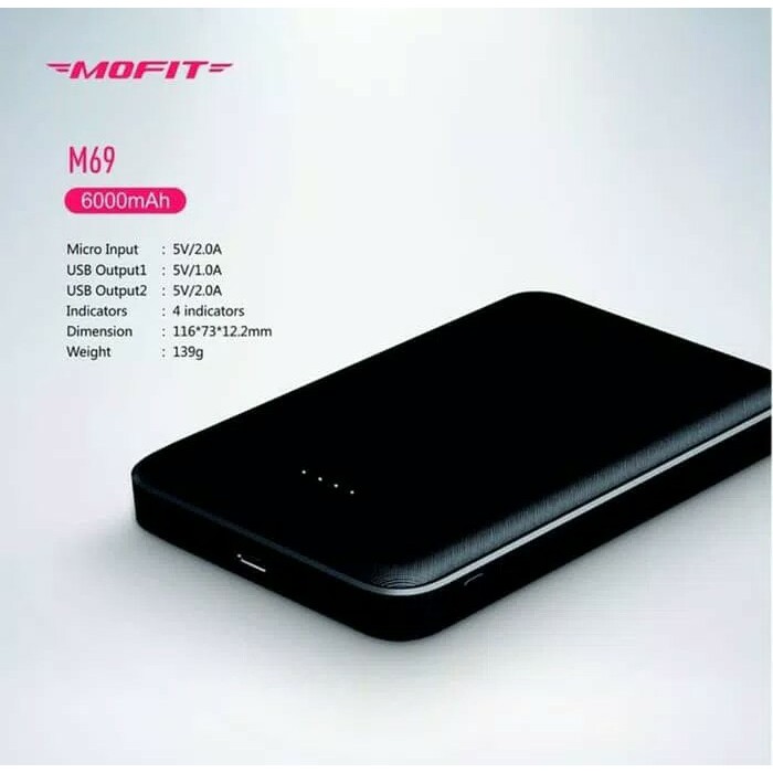 Power Bank Mofit M69 2A 6000mAh Original