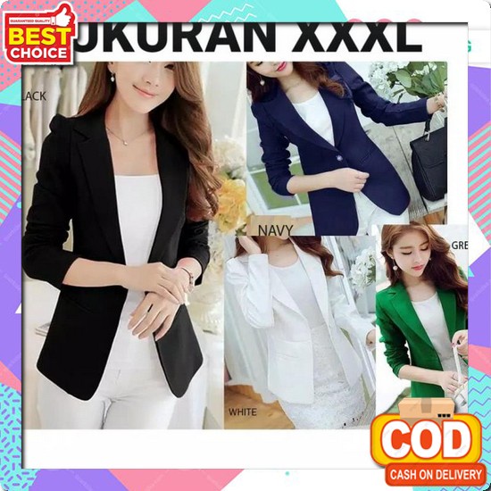 Bm - Blazer Murah Kekinian / Jas Kerja Wanita / Blazer Pocket - Sh/ Bl Blazer Jumbo Bigsize Formal