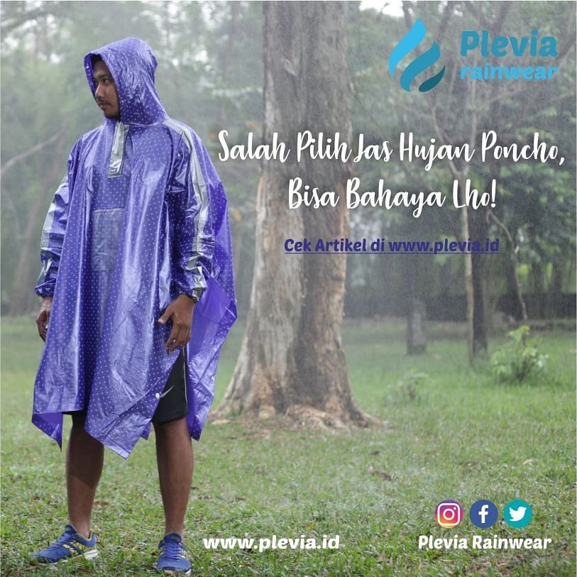 Jas Hujan Dewasa Poncho Lengan POLKADOT PLEVIA POP 850 - Mantel Hujan Ponco Kalong Kelelawar Boncengan Tangan Panjang