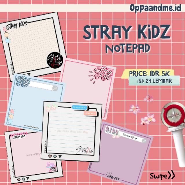 

Mariaarts - Stray kidz notepad memopad memo paper agenda buku catatan notebook notes