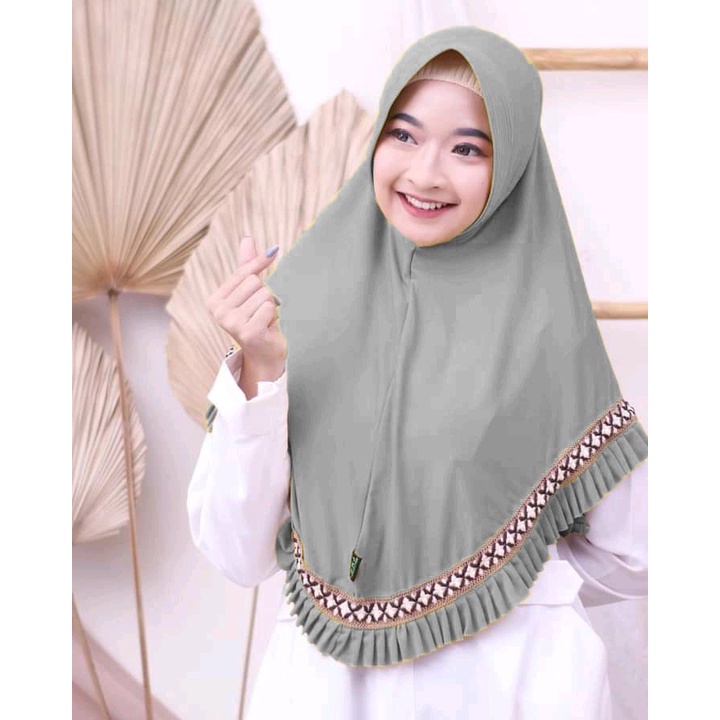 krudung instan jilbab bergo luna motif list rempel bahan jersey premium jumbo ped antem terbaru