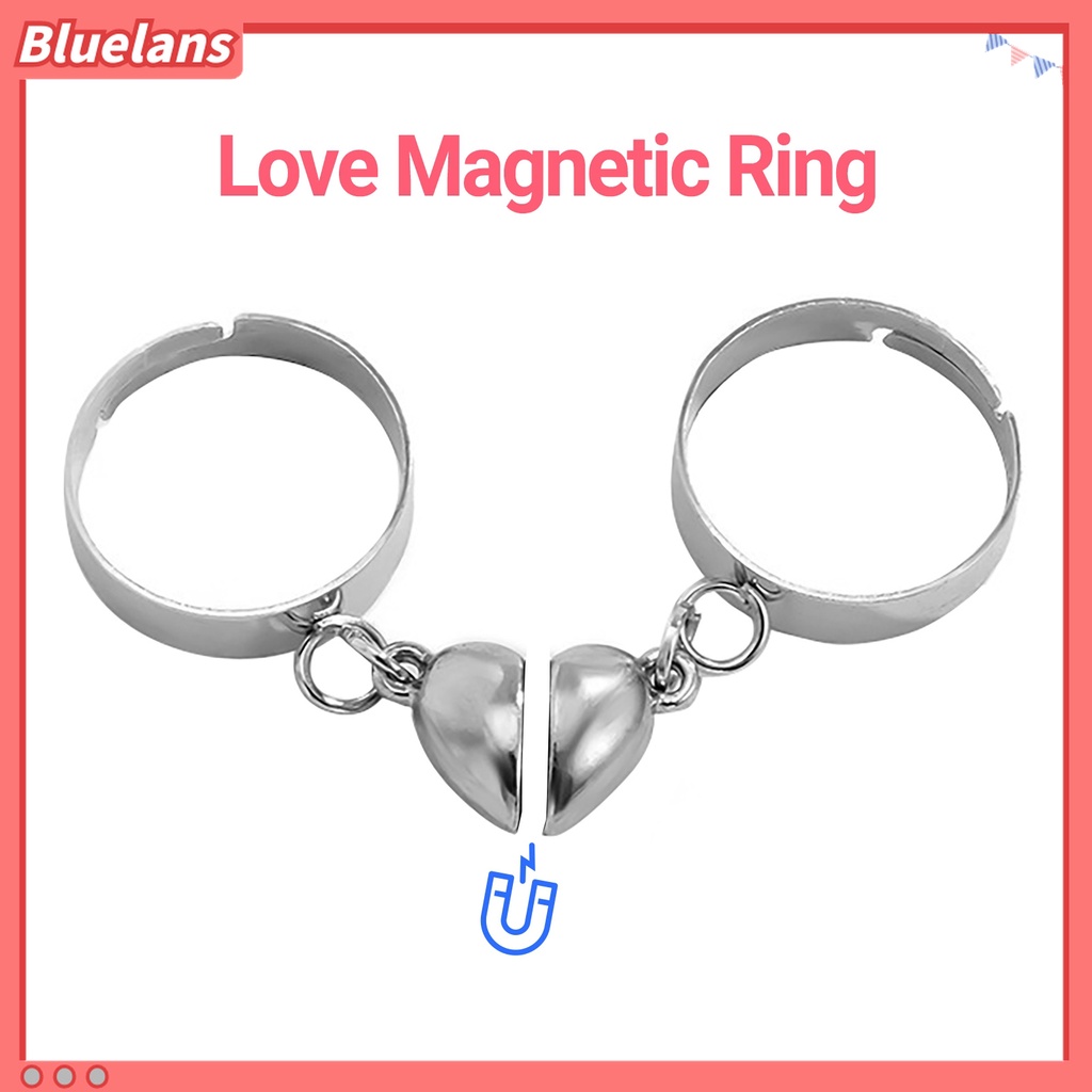 2pcs / Set Cincin Rantai Magnet Model Terbuka Dapat Disesuaikan Untuk Pasangan