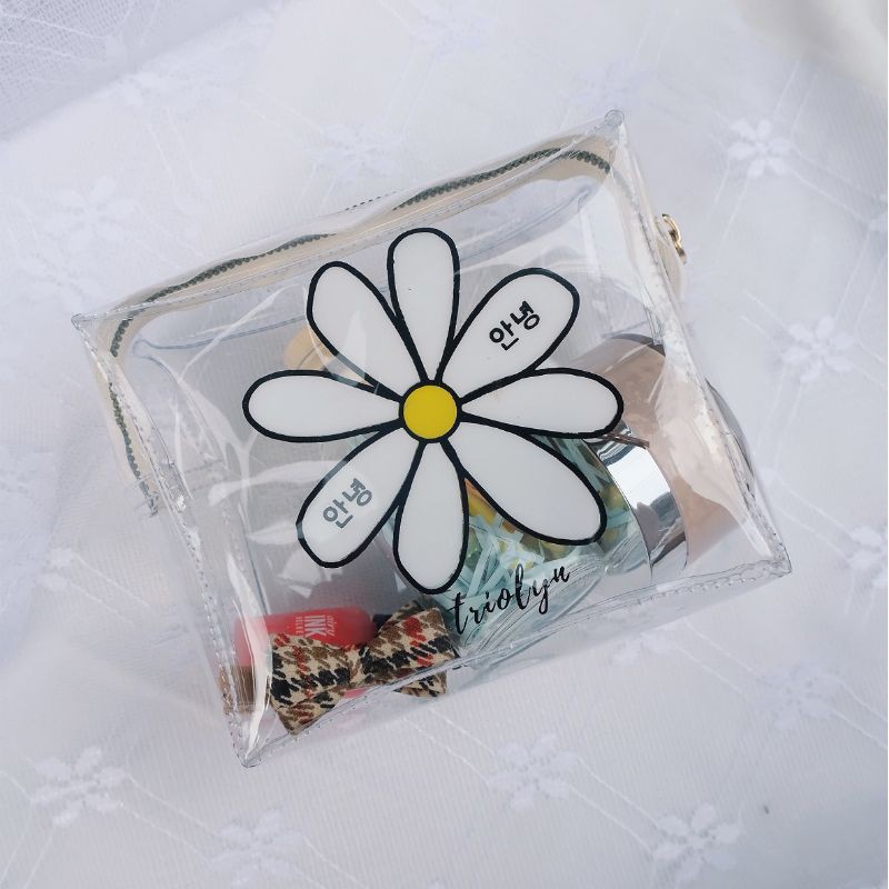 DAISY POUCH TRANSPARAN ( pouch makeup, organizer)