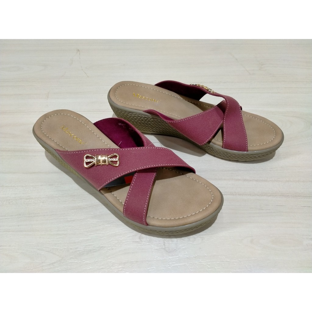 SANDAL WANITA / MASCOTTE / SANDAL MASCOTTE BX1 117.004 MAROON / SANDAL CASUAL / SLIP SANDAL