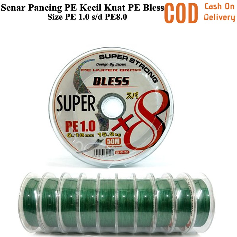 Senar Pancing PE Kecil Kuat PE Bless Size PE 1.0 s/d PE 8.0 Senar PE Rangkaian Bawal Laut Jigging X8