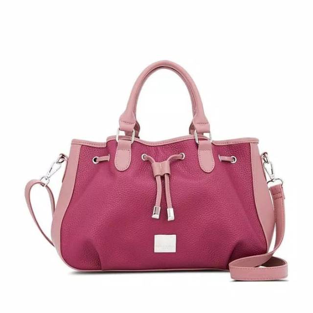 Tas serut selempang wanita Sophie Martin Paris leopoldine kulit fuschia