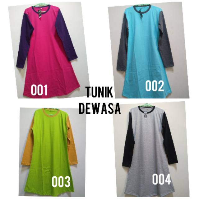 Tunik kaos polos dewasa