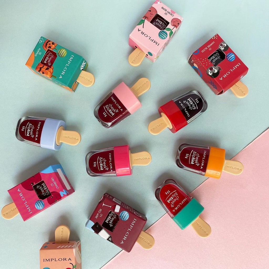 Implora Cheek &amp; Lip Tint Model Ice Cream / Jelly Tint - Set Liptint &amp; Pemerah Pipi