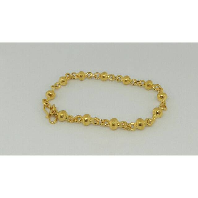 Gelang rantai bola cor lapis emas 24k