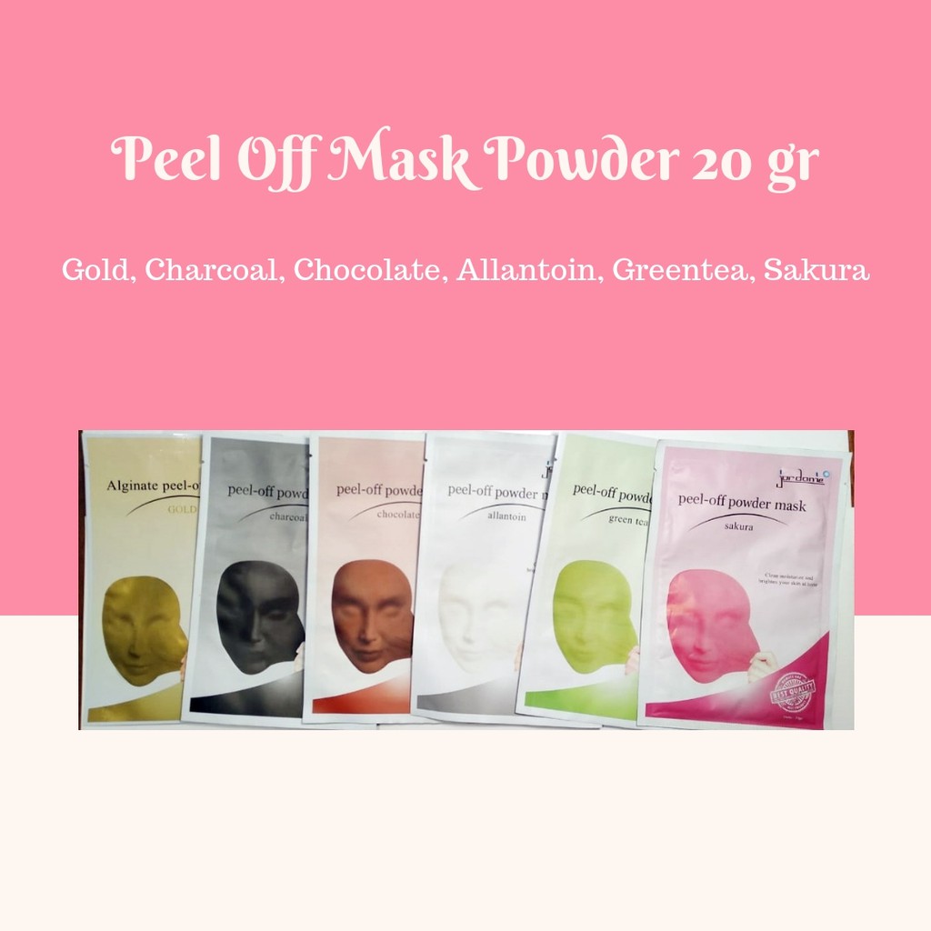 Jordanie Peel Off Mask Powder (20gr)(Gold/Greentea/Charcoal/Allantoin/Lavender/Chocolate)