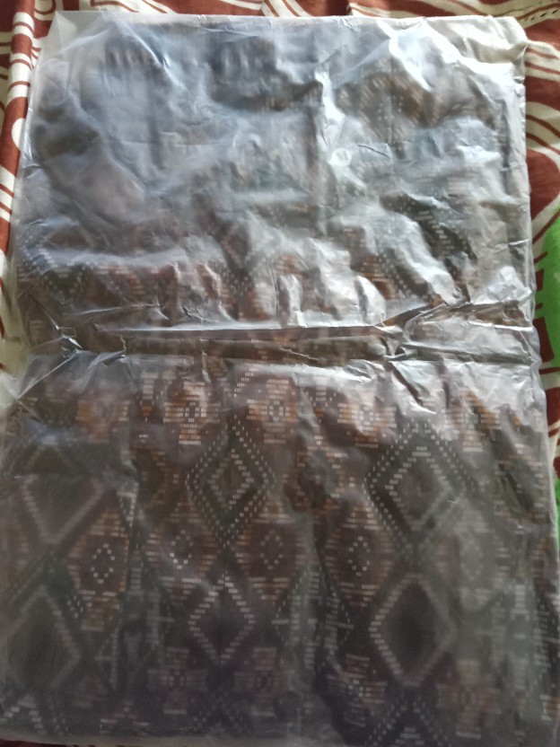 Baju Batik Kemeja Batik Pria Lengan Panjang Songket Diamond Coklat Brown Modern Slimfit Casual