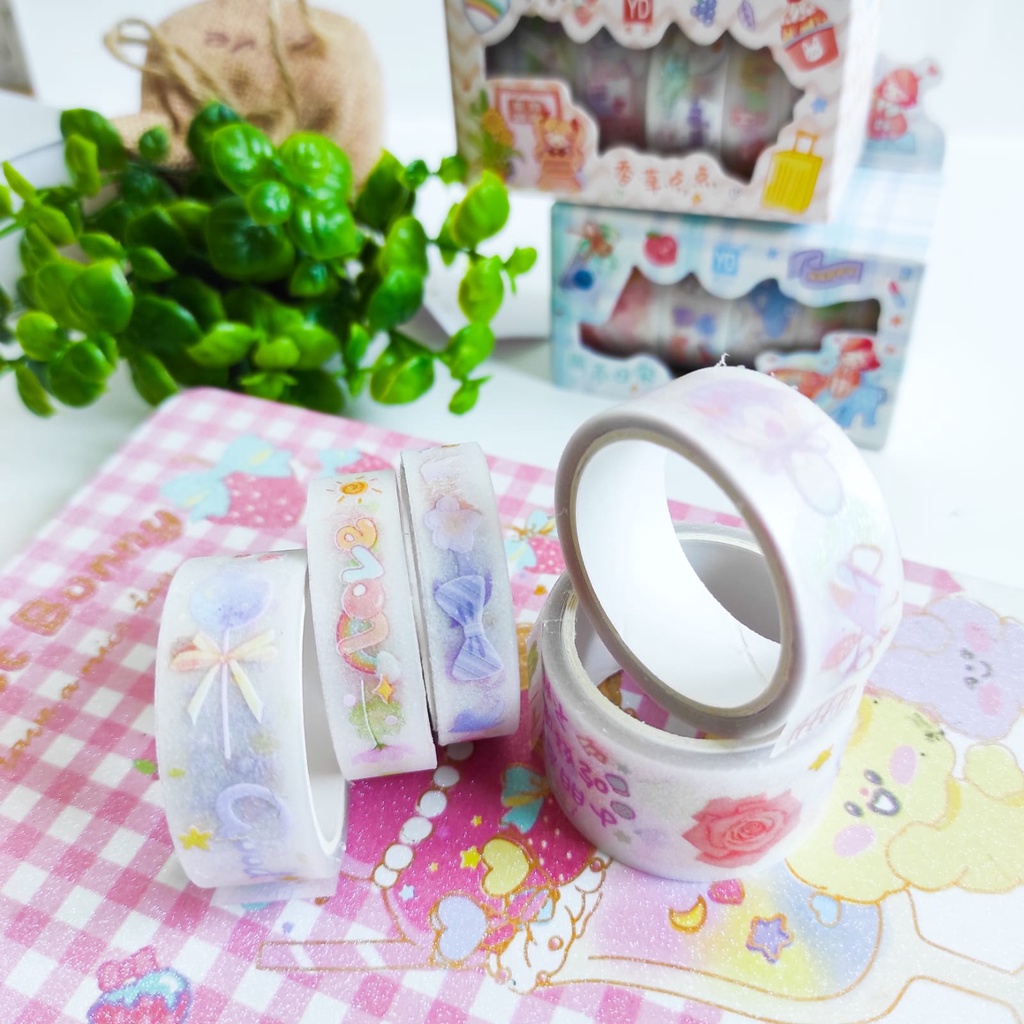 SOLATIP WASHI TAPE ISI 5 PCS KODE YD-5RMS ALAT JURNALING ALAT SEKOLAH KARAKTER GAMBAR LUCU