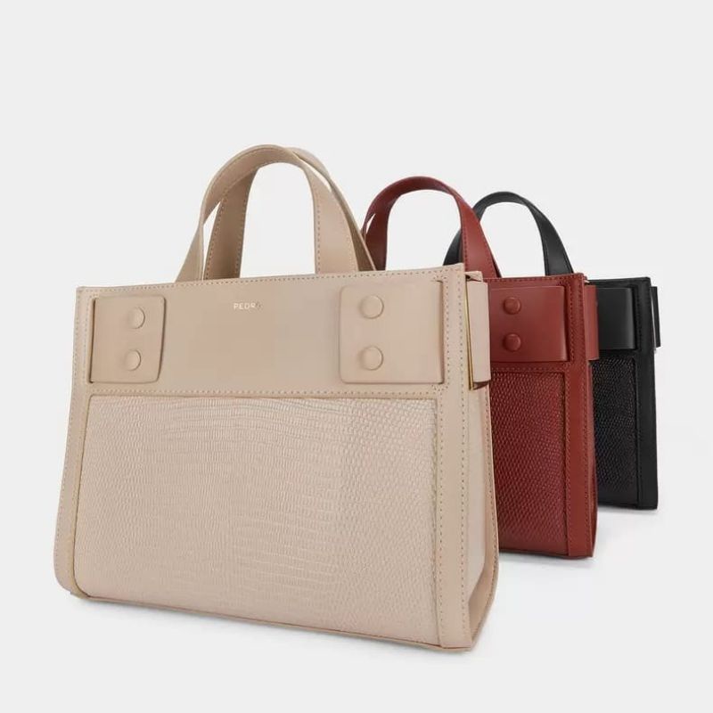 PDRO Lizard-Effect Leather Top Handle Bag