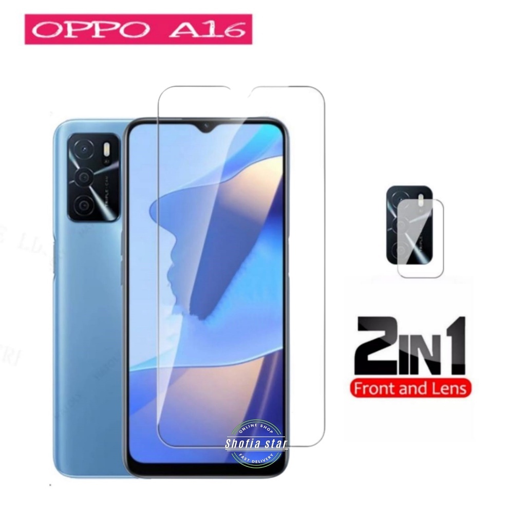 PROMO 2IN1 TEMPERED GLASS OPPO A16 ANTI GORES KACA FULL LAYAR