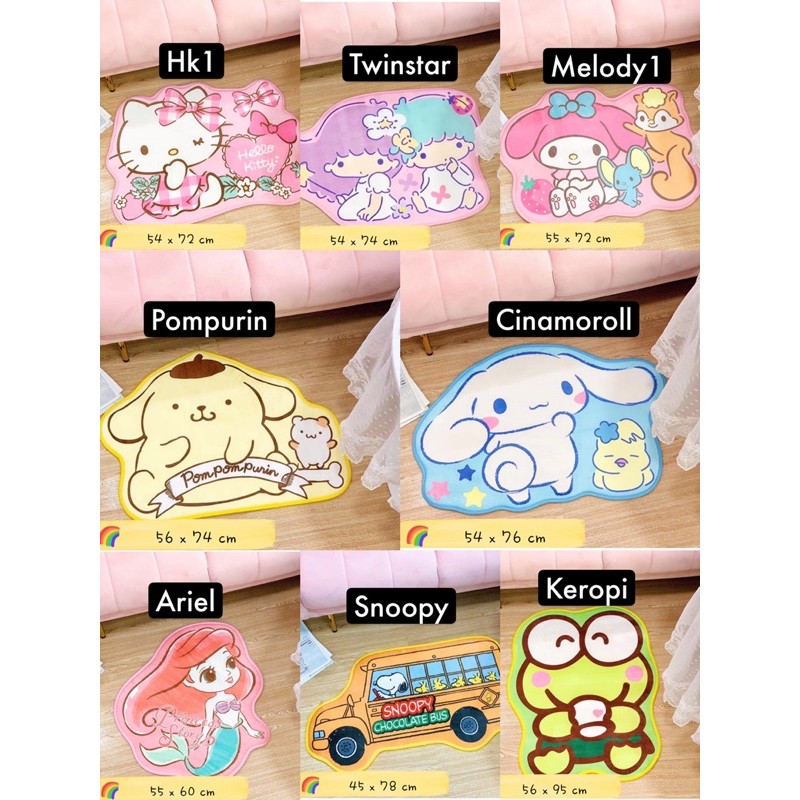 keset sanrio hello kitty melody snoopy pompurin cinamoroll ariel alas kaki antislip