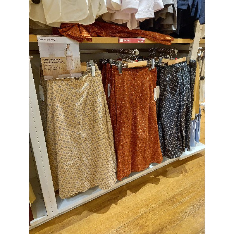 UNIQLO ORI SALE Midi Skirt Rok Batik Katun GARANSI TERMURAH Linen