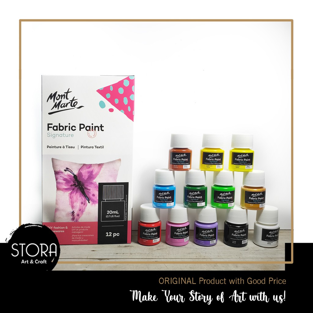 

MONT MARTE Fabric Paint 12x20ml / Deco Textile 12 warna Cat MONT MARTE