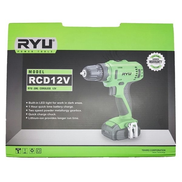 Ryu Mesin Bor Obeng Listrik Drill Cordless Reversible RCD 12 volt 12V 12 V